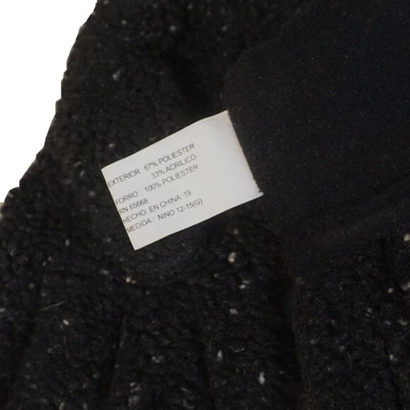 London Fog Black Speckled Sherpa Gloves Fleece Lined Boys Large (12-15) - Picture 5 of 6